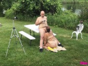 Preview 5 of Missy Sucking Georges Dick Outdoors - A View From Behind