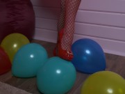 Preview 1 of Destroy balloons and fuck with them, high heels, striptease 4 K Kira Loster