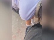 Preview 3 of Mexican Student Girl SUCKS COCK in PUBLIC! Blowjob in the College Behind Classrooms!