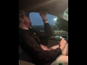 Preview 3 of Frantically Jacking Off In His Car with His Hairy Body and Hard Cock - Otter Cum - Public - Morning