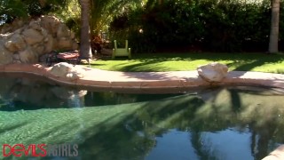 DevilsTGirls Aubrey Kate's Stepbrother Anal Fucks Her Hard By The Pool