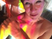 Preview 1 of Feverish cougar pussy felt hotter than ever, sensual rainbow dance for you! 🌈♥️💋
