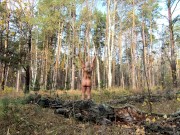 Preview 3 of Naked Girl Walking in the autumn forest