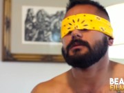 Preview 3 of BEARFILMS Blindfolded Gay Bear Avi Strider Masturbates Solo