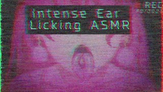 Cute Girl Ear Licking and Moaning ASMR (VHS NOISE)