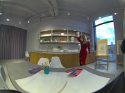 Preview 4 of VR 3D 4K - BLONDE SEXY ART TEACHER ROLEPLAY