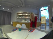 Preview 6 of VR 3D 4K - BLONDE SEXY ART TEACHER ROLEPLAY