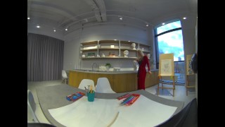 VR 3D 4K - BLONDE SEXY ART TEACHER ROLEPLAY