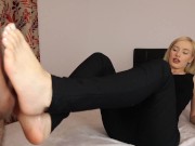 Preview 2 of Perfect feet. Blowjob blonde. Cock massage. Cum on soles.