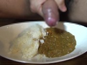 Preview 1 of Cum topping on curry (pee also came out)