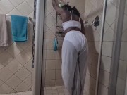 Preview 3 of Standing in the shower and pissing in my summer beach outfit | soaking wet clothes