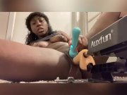 Preview 5 of bubble butt ebony trying out her fuk machine for the first time