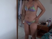 Preview 2 of 58-year-old Latina mom shows off on the beach and starts masturbating