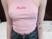 Preview 3 of This petite redhead teen with perfect tiny tits sucks cock
