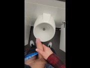 Preview 2 of Johnholmesjunior in real risky public mens bathroom in vancouver  shooting cum FULL VIDEO