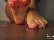 Preview 3 of Foot Fetish candy trampling. ASMR