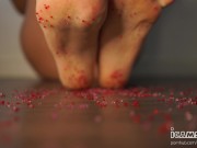 Preview 5 of Foot Fetish candy trampling. ASMR
