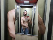 Preview 1 of Xisco fully naked inside the lift and jerk off
