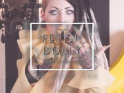 Preview 2 of Manga babes latex lesbian Swedish fetish model dolly tattooed pale skin zombie