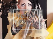 Preview 3 of Manga babes latex lesbian Swedish fetish model dolly tattooed pale skin zombie