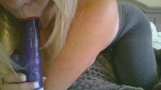 BJ sample from "Baby always hits the spot" - Blonde with red lipstick and a toy