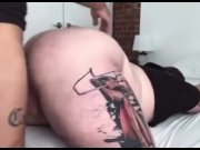 Preview 3 of Tatted Chubby Bottom Takes a Pounding