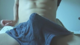 Korean guy BDSM MaleSub Masturbate with slave moaning, cumshot, chocking