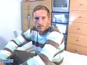 Preview 1 of Real straight guy in gay porn: Alexandern, sexy redneck serviced his dick by guys