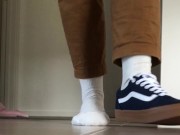 Preview 2 of Shoe sniffing sock sniffing POV - Fun for everyone with a love for male feet and white socks