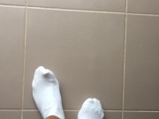 Preview 4 of Shoe sniffing sock sniffing POV - Fun for everyone with a love for male feet and white socks