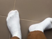 Preview 5 of Shoe sniffing sock sniffing POV - Fun for everyone with a love for male feet and white socks