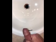 Preview 6 of Naughty Pissing and Cumming in my bathroom sink featuring a bullseye cumshot into the drain