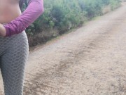 Preview 2 of She pulls my dick out of her pants on public road so I can pee