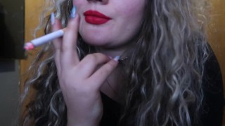 RED LIPS GIRL MADE A AMAZING SMOKING CIGARETTE CLOSE UP JUST FOR YOU