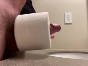 Preview 4 of Toilet paper roll test fail makes long cock explode cum