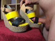 Preview 4 of Fucking my hot Latina neighbour's sandal wedges. HUGE CUMSHOT