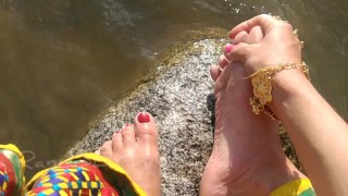 Foot fetish on mountain River - RandiSEXinMumbai