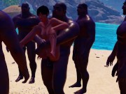 Preview 3 of black gangbang hardcore | on a public beach | Wild life