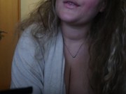 Preview 1 of Beautiful CHUBBY girl with natural breasts SMOKES for you while she thinks about sucking you