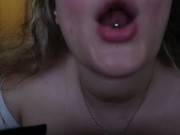 Preview 3 of Beautiful CHUBBY girl with natural breasts SMOKES for you while she thinks about sucking you