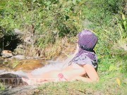 Preview 3 of Shameless Muslim slut topless in hijab Smoking in nature