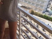 Preview 3 of Hotel balcony Exibitionism and PUBLIC PEE watched by my Hotel neighbors