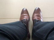 Preview 2 of Shoe sniffing POV - Italian leather dress shoes smell so good deep breathing - Manlyfoot 👞 👃