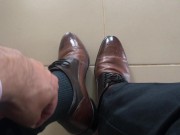 Preview 4 of Shoe sniffing POV - Italian leather dress shoes smell so good deep breathing - Manlyfoot 👞 👃