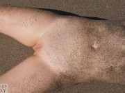 Preview 6 of Sexy woman with a dirty pussy at a secluded beach with see through white top