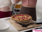 Preview 1 of MyFamilyPies -"Sit you ass down with your tiny pecker and wait until we finish our dessert"