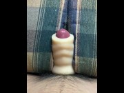Preview 3 of Pseudo sex with a masturbator in between  I can't hold back and ejaculate a lot of thick cock on the