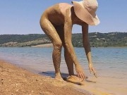 Preview 2 of MUD NUDISM Treatment at the lake # Pee try while the mud dry