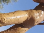 Preview 4 of MUD NUDISM Treatment at the lake # Pee try while the mud dry