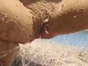Preview 6 of MUD NUDISM Treatment at the lake # Pee try while the mud dry